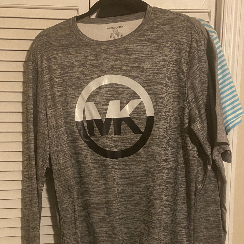 Michael Kors Heather Gray Logo Long Sleeve Tee